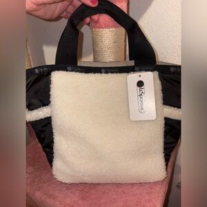 LeSportsac Black and Cream Vegan Sherpa Tote- NWT